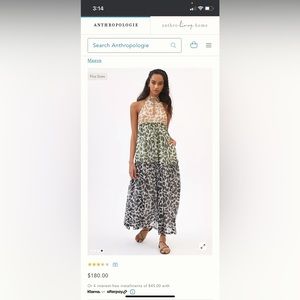 Anthropologie long dress with keyhole opening at top